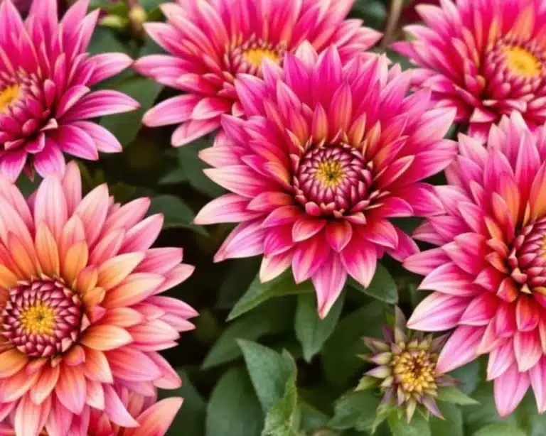 Colorful chrysanthemums in full bloom, highlighting their beauty